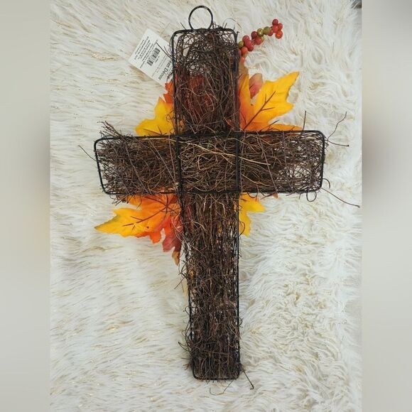 New Fall Thanksgiving Harvest Wreath Crost Blessing 20inch long - Picture 3 of 5